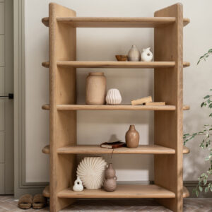 Baker Furniture Flynn Bookcase – MDF with White Oak veneer and soft whitewash finish. Rustic yet contemporary design for stylish, airy interiors