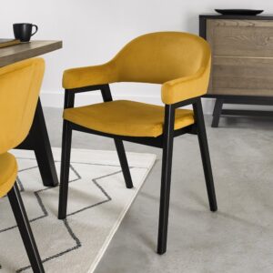 Camden Peppercorn Upholstered Arm Chair Mustard Velvet Fabric (Pair)