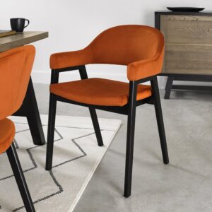Camden Peppercorn Upholstered Arm Chair Rust Velvet Fabric (Pair)
