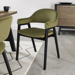 Camden Peppercorn Upholstered Arm Chair Cedar Velvet Fabric (Pair)