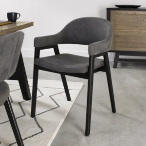 Camden Peppercorn Upholstered Arm Chair Dark Grey Fabric (Pair)