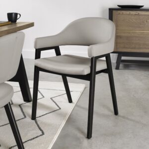 Camden Peppercorn Upholstered Arm Chair Grey Bonded Leather (Pair)